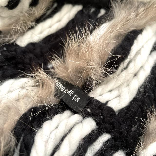 新品 MONO COMME CA ラビットファー 編み込みストール ショール < ブランド  新品 MONO COMME CA ラビットファー 編み込みストール ショール < ブランドの