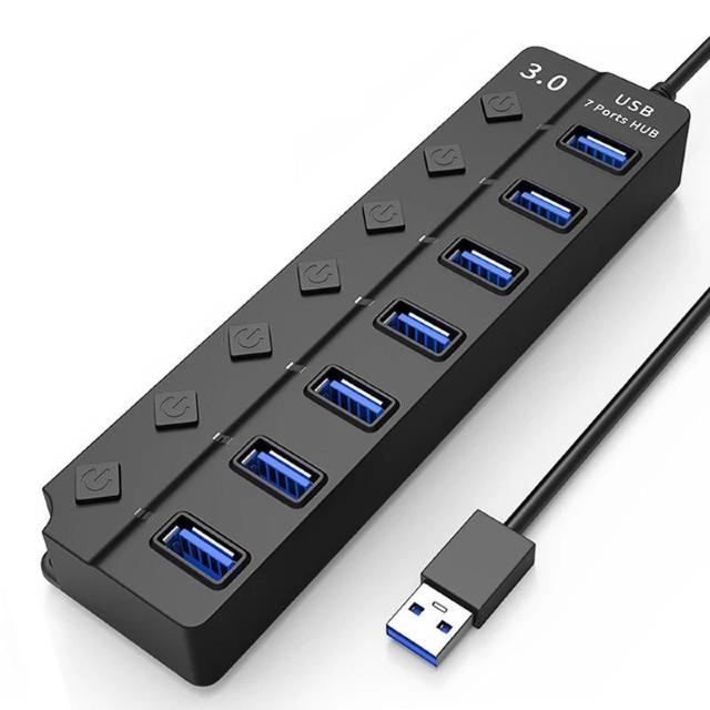 USBハブ USB3.0 7ポート USBコンセント 電源付き USBポート拡張 充電可 高速データ転送 独立スイッチ付き LED < PC本体/周辺機器  USBハブ USB3.0 7ポート USBコンセント 電源付き USBポート拡張 充電可 高速データ転送 独立スイッチ付き LED < PC本体/周辺機器の