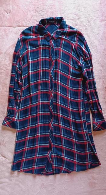 ★スパイラルガール☆体型カバー紺色ネイビー赤白チェック大柄可愛い♪とろみ柔らか落ち感お洒落☆起毛レーヨン長袖ロングシャツワンピース < ブランド  ★スパイラルガール☆体型カバー紺色ネイビー赤白チェック大柄可愛い♪とろみ柔らか落ち感お洒落☆起毛レーヨン長袖ロングシャツワンピース  < ブランドの