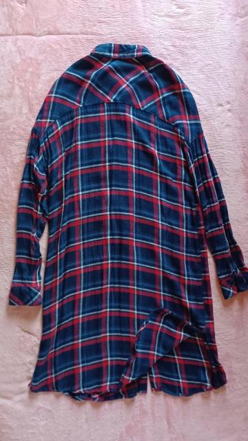 ★スパイラルガール☆体型カバー紺色ネイビー赤白チェック大柄可愛い♪とろみ柔らか落ち感お洒落☆起毛レーヨン長袖ロングシャツワンピース < ブランド  ★スパイラルガール☆体型カバー紺色ネイビー赤白チェック大柄可愛い♪とろみ柔らか落ち感お洒落☆起毛レーヨン長袖ロングシャツワンピース < ブランドの