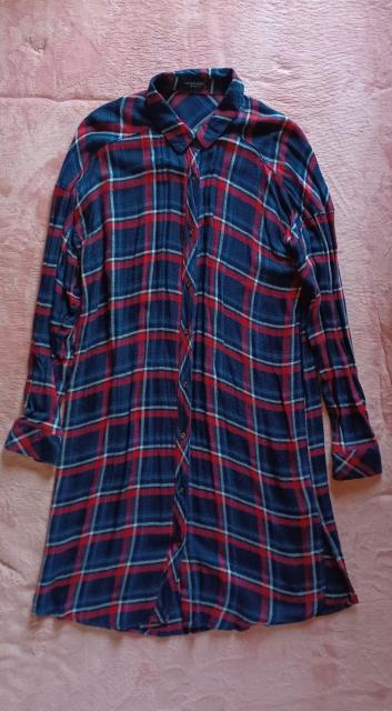 ★スパイラルガール☆体型カバー紺色ネイビー赤白チェック大柄可愛い♪とろみ柔らか落ち感お洒落☆起毛レーヨン長袖ロングシャツワンピース < ブランド  ★スパイラルガール☆体型カバー紺色ネイビー赤白チェック大柄可愛い♪とろみ柔らか落ち感お洒落☆起毛レーヨン長袖ロングシャツワンピース < ブランドの