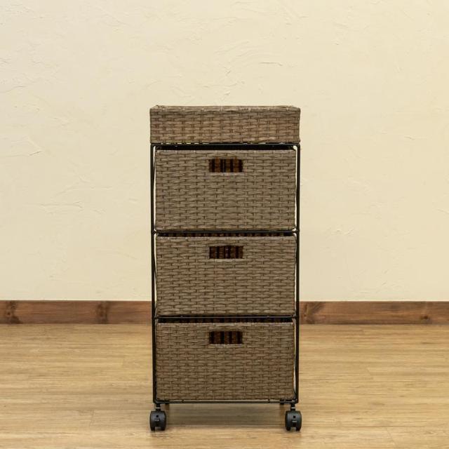 【送料無料】ラタン調 チェスト3段 ランドリーチェスト 収納 棚 ラック < インテリア/ライフ 【送料無料】ラタン調 チェスト3段 ランドリーチェスト 収納 棚 ラック < インテリア/ライフの