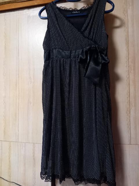 超美品★ChouChou(Mサイズ)ワンピースモノトーン水玉&リボン < 女性ファッション  超美品★ChouChou(Mサイズ)ワンピースモノトーン水玉&リボン  < 女性ファッションの