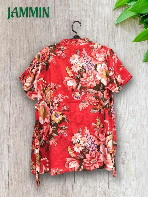 刺繍入り花柄シャツ★赤★エスニック★アジアン★ヒッピー < 女性ファッション  刺繍入り花柄シャツ★赤★エスニック★アジアン★ヒッピー < 女性ファッションの