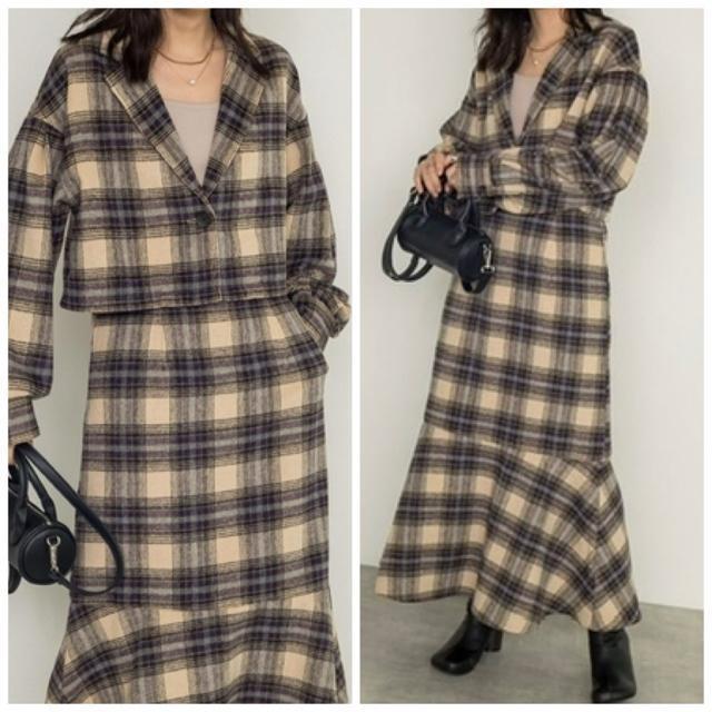 極美品 w closet ダブルクローゼット 起毛チェック セットアップ < ブランド  極美品 w closet ダブルクローゼット 起毛チェック セットアップ < ブランドの