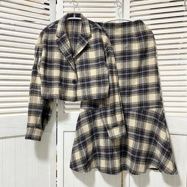 極美品 w closet ダブルクローゼット 起毛チェック セットアップ < ブランド  極美品 w closet ダブルクローゼット 起毛チェック セットアップ < ブランドの