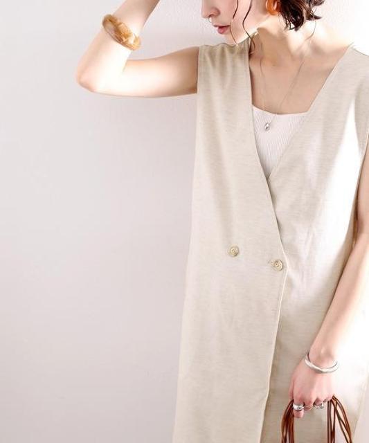 クラシカルエルフ2wayコットンリネンダブルボタンロングジレ・ジャンパースカート < 女性ファッション  クラシカルエルフ2wayコットンリネンダブルボタンロングジレ・ジャンパースカート < 女性ファッションの
