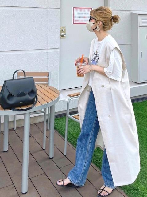 クラシカルエルフ2wayコットンリネンダブルボタンロングジレ・ジャンパースカート < 女性ファッション  クラシカルエルフ2wayコットンリネンダブルボタンロングジレ・ジャンパースカート < 女性ファッションの