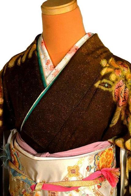 振袖 中古 最高峰 新品同様 暈し染め 金通し地 辻が花 楓 藤 花柄 身丈167.5cm 裄丈65.5cm 正絹 T3652 < 女性ファッション  振袖 中古 最高峰 新品同様 暈し染め 金通し地 辻が花 楓 藤 花柄 身丈167.5cm 裄丈65.5cm 正絹 T3652 < 女性ファッションの