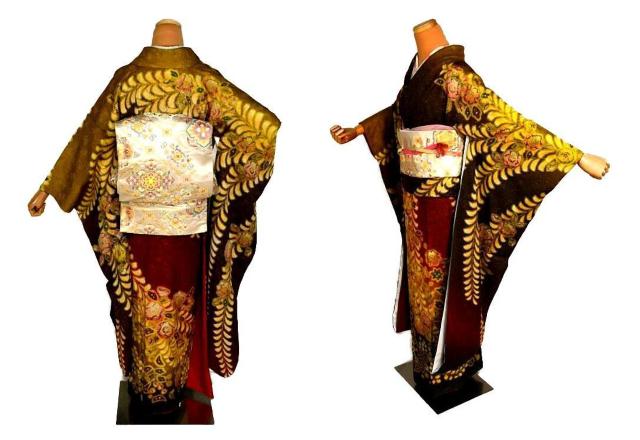 振袖 中古 最高峰 新品同様 暈し染め 金通し地 辻が花 楓 藤 花柄 身丈167.5cm 裄丈65.5cm 正絹 T3652 < 女性ファッション  振袖 中古 最高峰 新品同様 暈し染め 金通し地 辻が花 楓 藤 花柄 身丈167.5cm 裄丈65.5cm 正絹 T3652 < 女性ファッションの