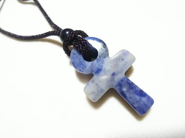 天然石★ブルーアベンチュリン アンククロス ネックレス < 女性アクセサリー/時計 天然石★ブルーアベンチュリン アンククロス ネックレス < 女性アクセサリー/時計の