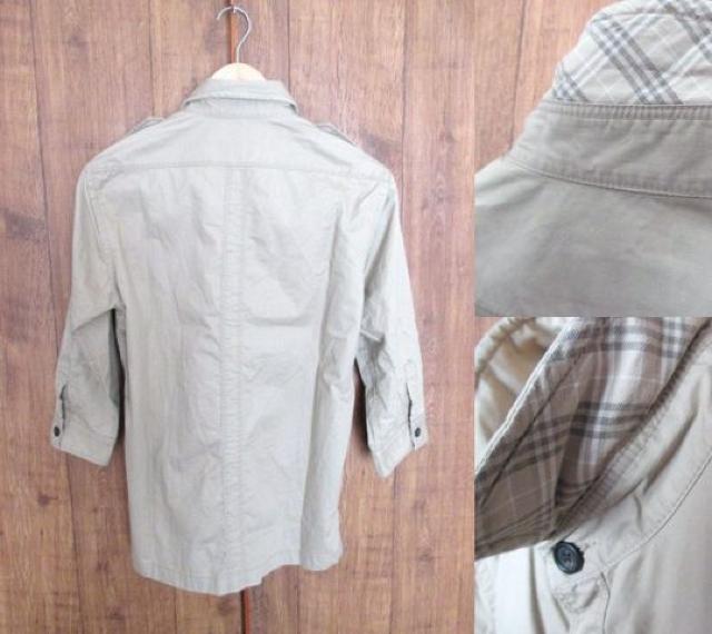 ☆バーバリー ブラックレーベル 襟ワイヤー 7分袖シャツ/メンズ/2(M) < ブランド  ☆バーバリー ブラックレーベル 襟ワイヤー 7分袖シャツ/メンズ/2(M) < ブランドの