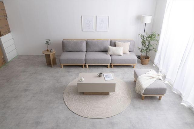 【送料無料】【4点セット】Ricordo ファブリックローソファ3脚+オットマン1脚 天然木 ファブリック ポケットコイル < インテリア/ライフ 【送料無料】【4点セット】Ricordo ファブリックローソファ3脚+オットマン1脚 天然木 ファブリック ポケットコイル < インテリア/ライフの