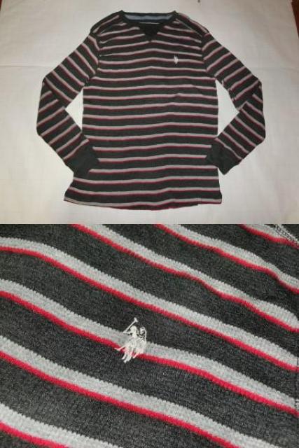 【US.POLO.ASSN.】薄手ニット素材 ボーダー柄セーターUS M < 男性ファッション  【US.POLO.ASSN.】薄手ニット素材 ボーダー柄セーターUS M < 男性ファッションの