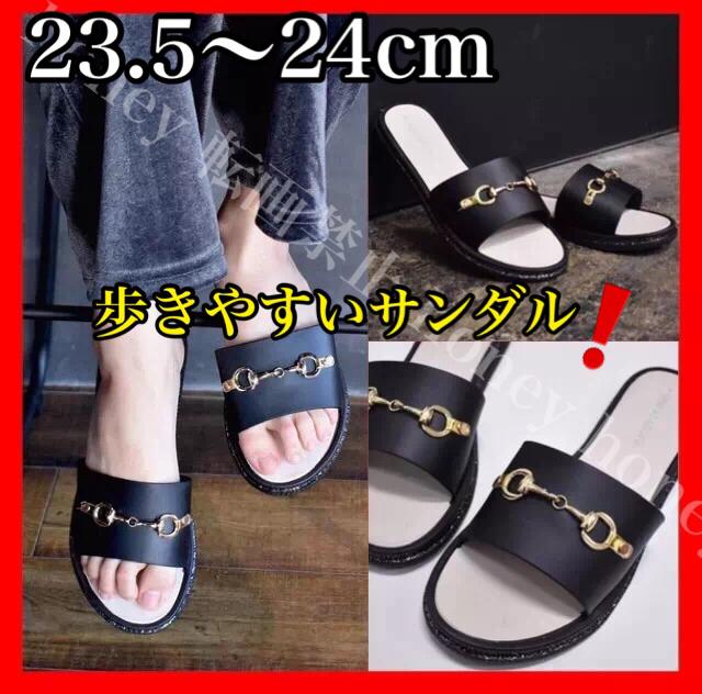 SALEセール●歩きやすいサンダル●メタルビット ラメサンダル【新品未使用】M 23.5cm〜24cm●黒ブラック < 女性ファッション  SALEセール●歩きやすいサンダル●メタルビット ラメサンダル【新品未使用】M 23.5cm〜24cm●黒ブラック  < 女性ファッションの