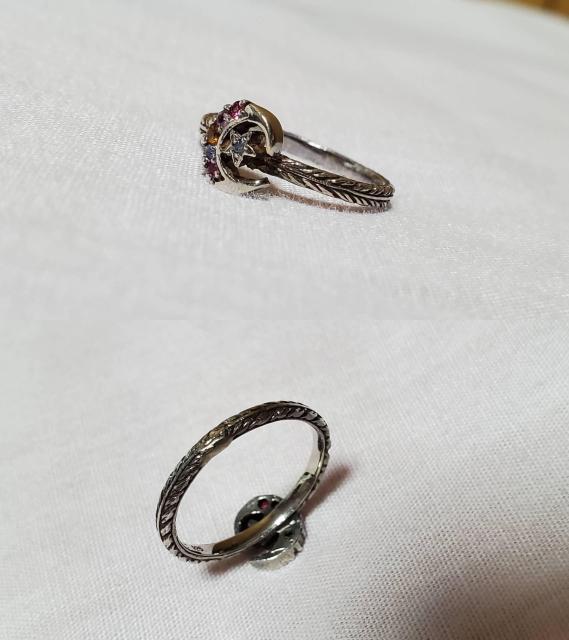 正規 ローリーロドキン マルチカラー クレセントムーン スター エングレイブド リング 10号 mixカラーサファイア SV925 < ブランド  正規 ローリーロドキン マルチカラー クレセントムーン スター エングレイブド リング 10号 mixカラーサファイア SV925 < ブランドの