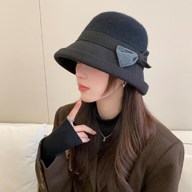 帽子 レディース ハット シンプル 大人 秋冬 バケットハット ブラック < 女性ファッション  帽子 レディース ハット シンプル 大人 秋冬 バケットハット ブラック < 女性ファッションの