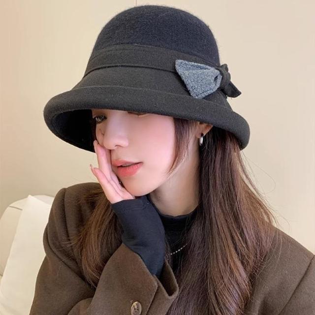 帽子 レディース ハット シンプル 大人 秋冬 バケットハット ブラック < 女性ファッション  帽子 レディース ハット シンプル 大人 秋冬 バケットハット ブラック < 女性ファッションの