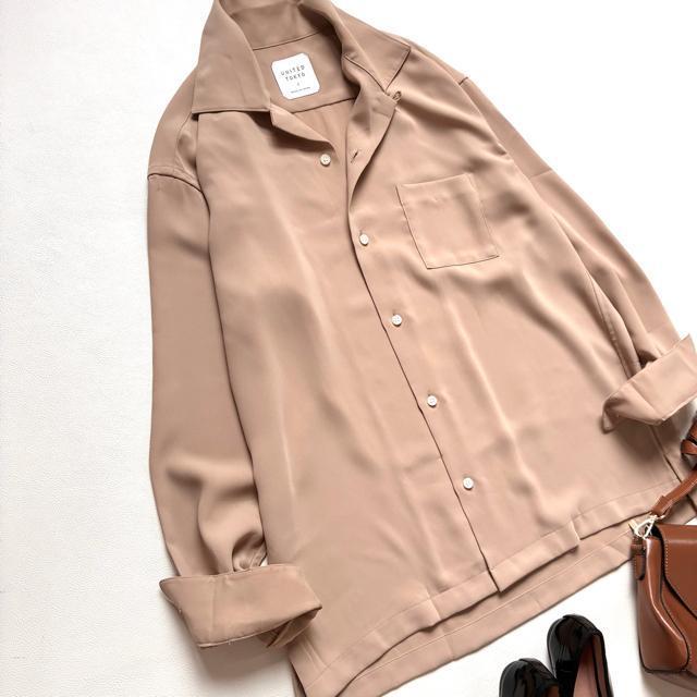 ◆美品◆ユナイテッドトウキョウ◆ビッグシルエットシャツチュニック◆ベージュ◆M < 女性ファッション  ◆美品◆ユナイテッドトウキョウ◆ビッグシルエットシャツチュニック◆ベージュ◆M < 女性ファッションの