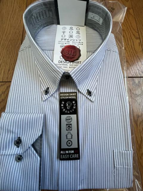 5Lサイズ!高貴紳士的!高貴品格!形態安定!シャキッと渋い紳士的!細黒×白色合いストライプ!長袖!ボタンダウンシャツ!新品! < 男性ファッション  5Lサイズ!高貴紳士的!高貴品格!形態安定!シャキッと渋い紳士的!細黒×白色合いストライプ!長袖!ボタンダウンシャツ!新品! < 男性ファッションの