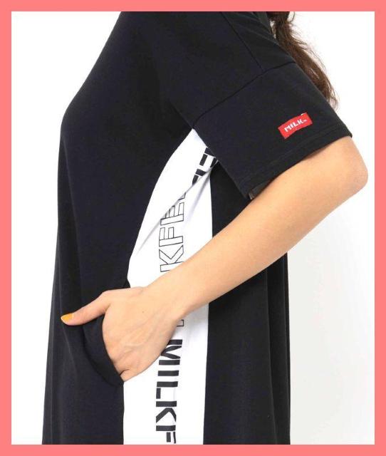 ☆ミルクフェド☆超美品☆完売サイドラインロゴ配色Tシャツカットソーワンピ☆ < ブランド  ☆ミルクフェド☆超美品☆完売サイドラインロゴ配色Tシャツカットソーワンピ☆ < ブランドの