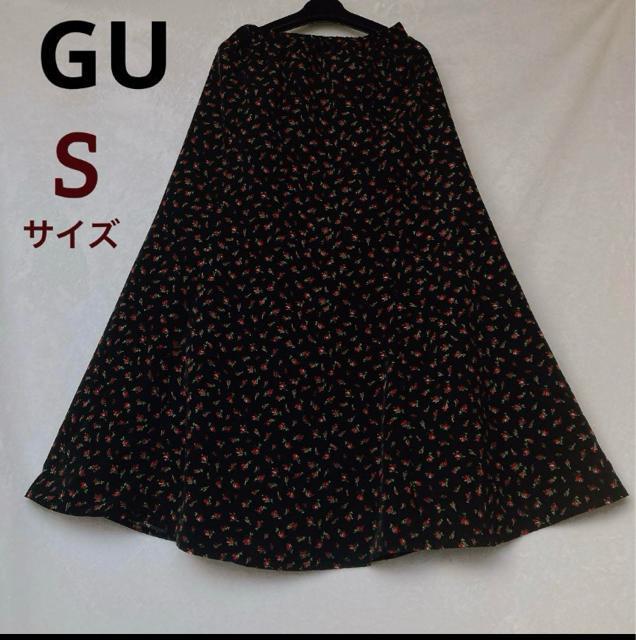 GU ジーユー ゴシック クラシカル 小花柄 フレア ロングスカート 黒 赤 N2m < ブランド GU ジーユー ゴシック クラシカル 小花柄 フレア ロングスカート 黒 赤 N2m < ブランドの