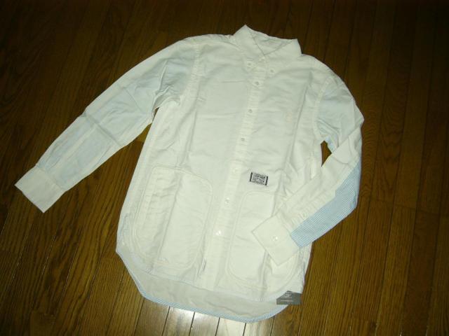 新品 NEIGHBORHOOD ネイバーフッド 長袖シャツ S 白 ストライプ切替え EST RAIL/C-SHIRT < ブランド 新品 NEIGHBORHOOD ネイバーフッド 長袖シャツ S 白 ストライプ切替え EST RAIL/C-SHIRT < ブランドの