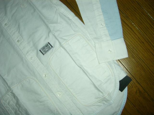 新品 NEIGHBORHOOD ネイバーフッド 長袖シャツ S 白 ストライプ切替え EST RAIL/C-SHIRT < ブランド 新品 NEIGHBORHOOD ネイバーフッド 長袖シャツ S 白 ストライプ切替え EST RAIL/C-SHIRT < ブランドの
