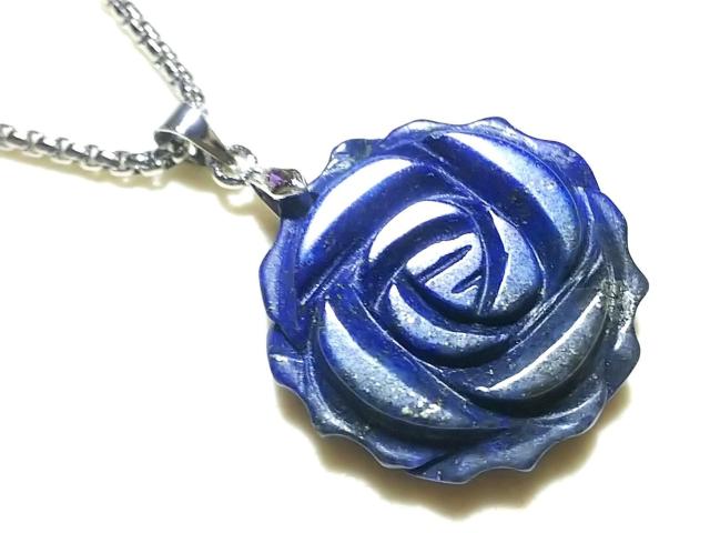天然石★ラピスラズリ 薔薇彫り ペンダント < 女性アクセサリー/時計 天然石★ラピスラズリ 薔薇彫り ペンダント < 女性アクセサリー/時計の