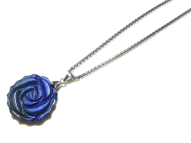 天然石★ラピスラズリ 薔薇彫り ペンダント < 女性アクセサリー/時計 天然石★ラピスラズリ 薔薇彫り ペンダント < 女性アクセサリー/時計の