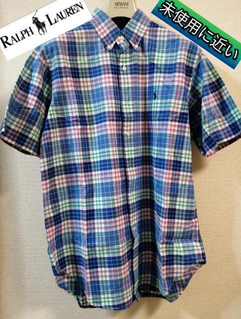 品薄★素敵★特価未使用に近いラルフローレンシャツチェックブルー系ワイシャツ半袖刺繍ロゴ大活躍好感度アップ清楚カットソー Tシャツ < 男性ファッション  品薄★素敵★特価未使用に近いラルフローレンシャツチェックブルー系ワイシャツ半袖刺繍ロゴ大活躍好感度アップ清楚カットソー Tシャツ  < 男性ファッションの