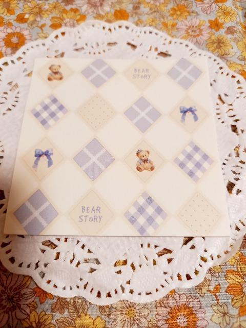 お裾分け☆くまとリボンのメモ付箋4枚☆青 < インテリア/ライフ  お裾分け☆くまとリボンのメモ付箋4枚☆青  < インテリア/ライフの