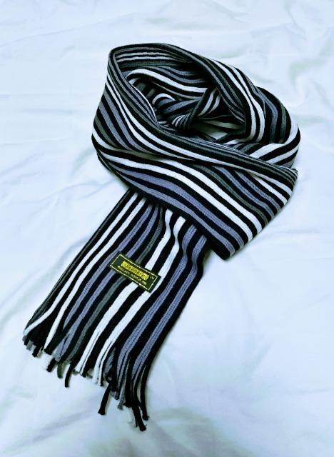 メンズ マフラー ストライプ 長さ196cm 匿名発送可 グレー 未使用近い 断捨離 < 男性ファッション  メンズ マフラー ストライプ 長さ196cm 匿名発送可 グレー 未使用近い 断捨離 < 男性ファッションの