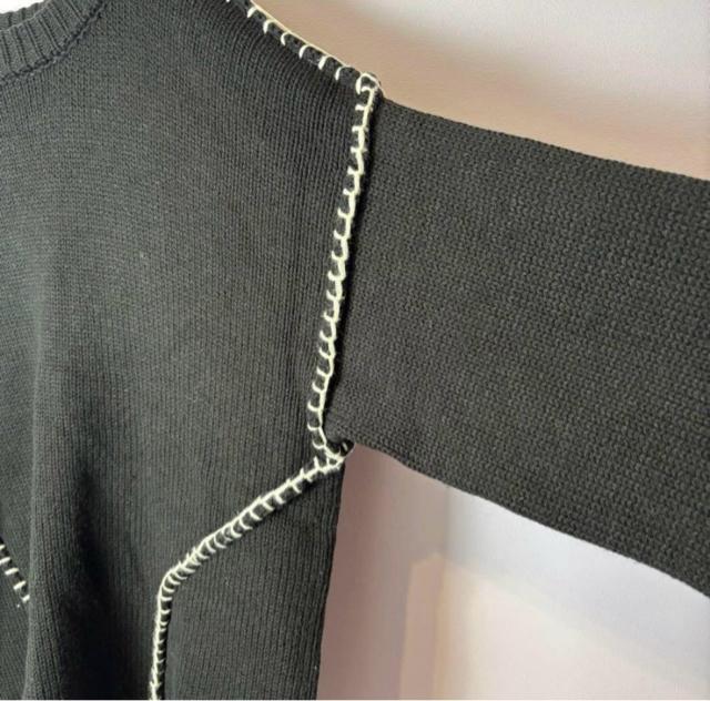 【新品】レトロガール★モノクロ 配色 ゆるダボ ニット FREE F 大きめ セーター ラウンドネック ブラック 黒 個性的 < 女性ファッション  【新品】レトロガール★モノクロ 配色 ゆるダボ ニット FREE F 大きめ セーター ラウンドネック ブラック 黒 個性的 < 女性ファッションの