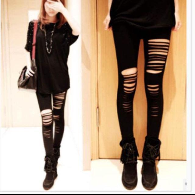 セレブ風 クラッシュレギンス ダメージレギンス < 女性ファッション セレブ風 クラッシュレギンス ダメージレギンス < 女性ファッションの