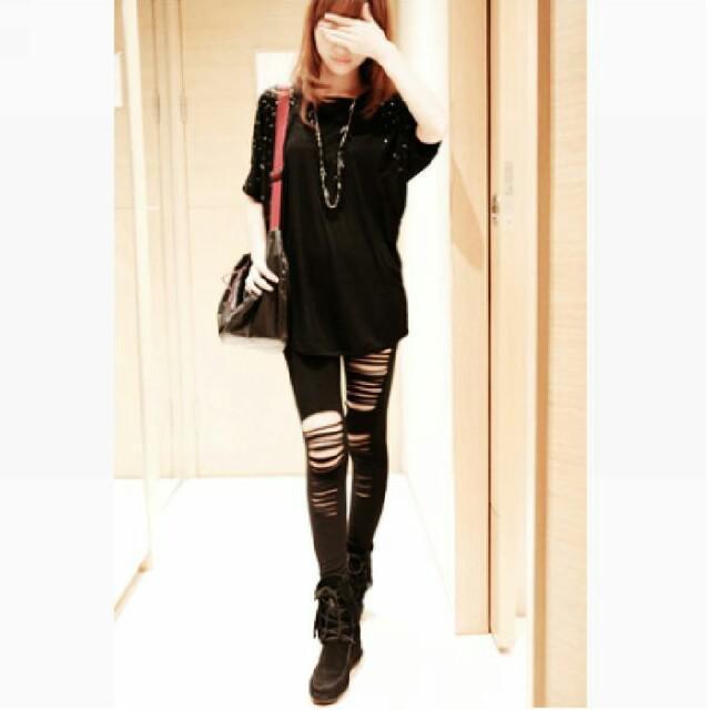 セレブ風 クラッシュレギンス ダメージレギンス < 女性ファッション セレブ風 クラッシュレギンス ダメージレギンス < 女性ファッションの