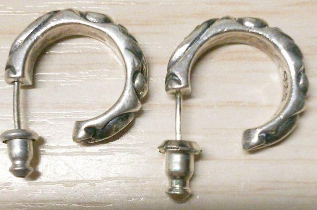フープピアス シルバー925製 2個セット 美しいアラベスク装飾 装飾美術 < 女性アクセサリー/時計  フープピアス シルバー925製 2個セット 美しいアラベスク装飾 装飾美術 < 女性アクセサリー/時計の