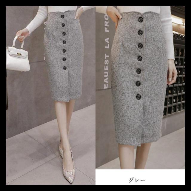 ハイウエストタイトスカート【新品未使用】ライトグレー●ツイード調●韓国ファッション < 女性ファッション  ハイウエストタイトスカート【新品未使用】ライトグレー●ツイード調●韓国ファッション < 女性ファッションの