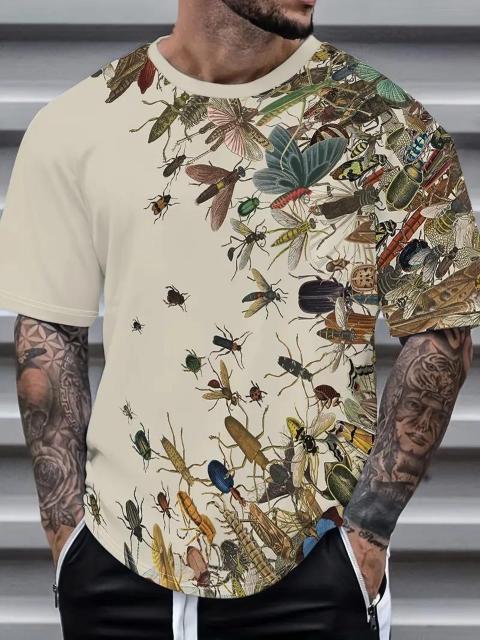 爆ヤス価格890円★メンズ昆虫プリント半袖Tシャツ  鮮やかなカブトムシ&トンボデ、軽量ポリエステルUSAサイズS(日本サイズL) < 男性ファッション  爆ヤス価格890円★メンズ昆虫プリント半袖Tシャツ  鮮やかなカブトムシ&トンボデ、軽量ポリエステルUSAサイズS(日本サイズL)  < 男性ファッションの