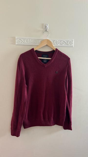アメリカンイーグル メンズ Vネック 長袖ニット 長袖セーター バーガンディ M < ブランド アメリカンイーグル メンズ Vネック 長袖ニット 長袖セーター バーガンディ M < ブランドの