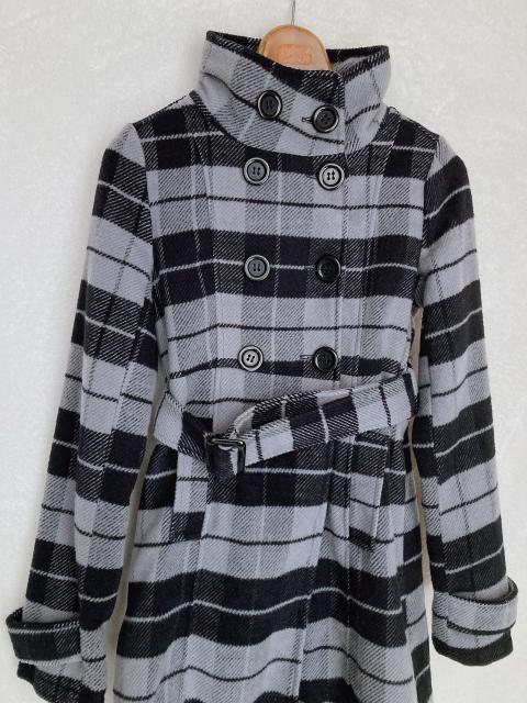 Fleun ダブルボタン ウエストベルト付き チェック柄 コート M N2m < 女性ファッション  Fleun ダブルボタン ウエストベルト付き チェック柄 コート M N2m < 女性ファッションの