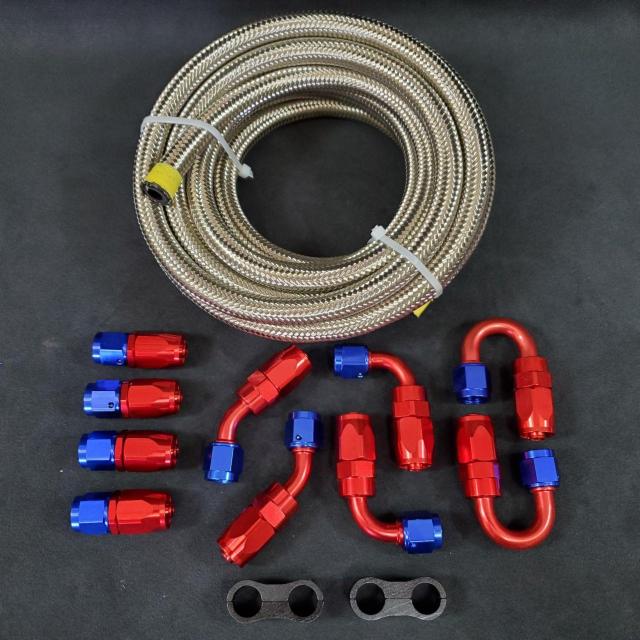 オイルクーラー ステンメッシュホースセット AN6 5m フィッティ < 自動車/バイク オイルクーラー ステンメッシュホースセット AN6 5m フィッティ < 自動車/バイク