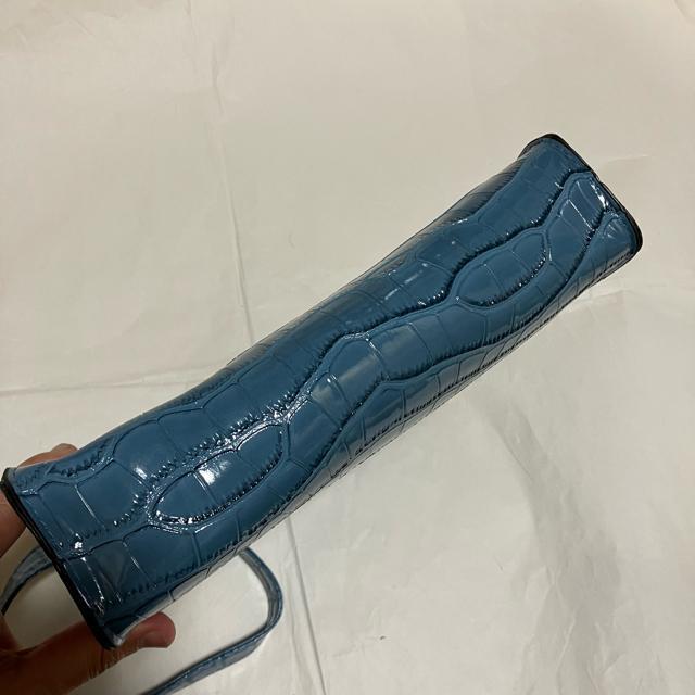 【ノーブランド扱い】 クロコ柄 / ミニハンドバッグ / ブルー系 < 女性ファッション  【ノーブランド扱い】 クロコ柄 / ミニハンドバッグ / ブルー系 < 女性ファッションの