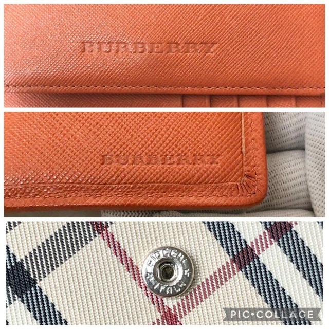 【美品】BURBERRY バーバリー 三つ折り財布 折り財布 オレンジ キャンバス レザー < ブランド 【美品】BURBERRY バーバリー 三つ折り財布 折り財布 オレンジ キャンバス レザー < ブランドの
