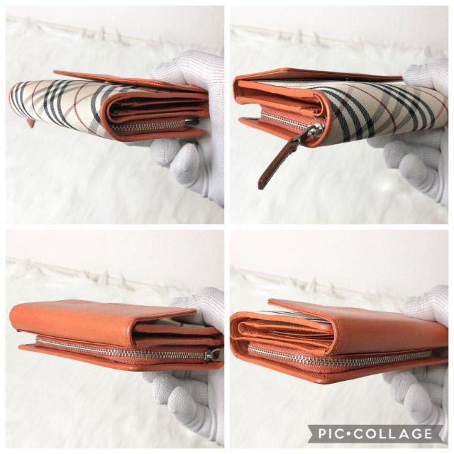 【美品】BURBERRY バーバリー 三つ折り財布 折り財布 オレンジ キャンバス レザー < ブランド 【美品】BURBERRY バーバリー 三つ折り財布 折り財布 オレンジ キャンバス レザー < ブランドの