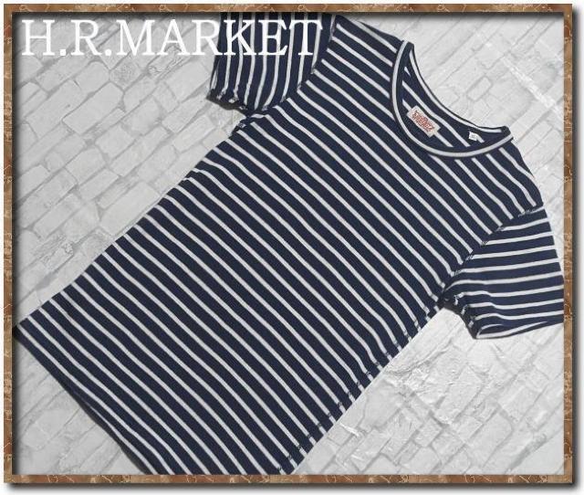 ハリウッドランチマーケット 刺繍入りボーダー半袖カットソー 紺×白 < ブランド ハリウッドランチマーケット 刺繍入りボーダー半袖カットソー 紺×白 < ブランドの