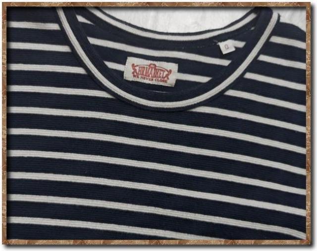 ハリウッドランチマーケット 刺繍入りボーダー半袖カットソー 紺×白 < ブランド ハリウッドランチマーケット 刺繍入りボーダー半袖カットソー 紺×白 < ブランドの