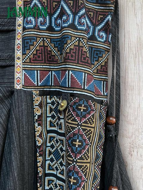 モン族刺繍柄生地付きサルエル忍者パンツ 黒 アジアン エスニック 男女兼用 ヒッピー < 男性ファッション モン族刺繍柄生地付きサルエル忍者パンツ 黒 アジアン エスニック 男女兼用 ヒッピー < 男性ファッションの