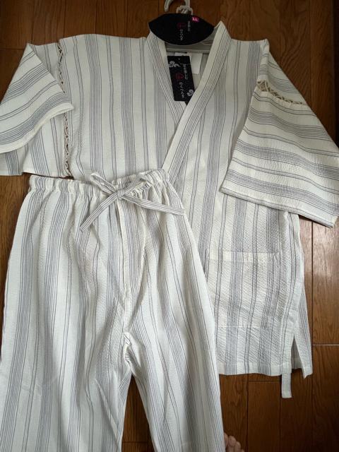 LLサイズ!高貴紳士的!和のくつろぎ!綿100%しじら織り!甚平!上下セット!新品!大きいサイズ! < 男性ファッション  LLサイズ!高貴紳士的!和のくつろぎ!綿100%しじら織り!甚平!上下セット!新品!大きいサイズ! < 男性ファッションの