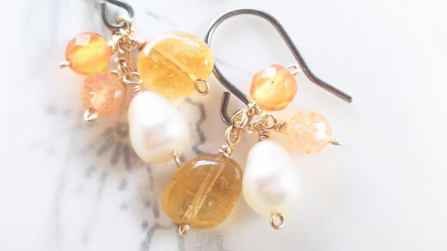 14kgf*オレンジクリームのピアス*21082 < 女性アクセサリー/時計 14kgf*オレンジクリームのピアス*21082 < 女性アクセサリー/時計の